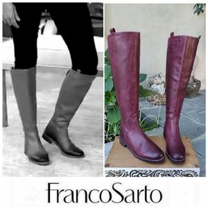 Chic Franco Sarto x Anthropologie Bordeaux Leather Boots